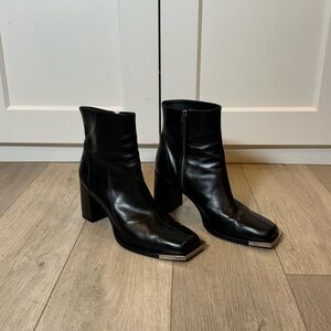 PETER DO Metal Square Toe Ankle Boots